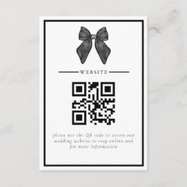 Ribbon Bow Classical Black & White Bröllop Tilläggskort