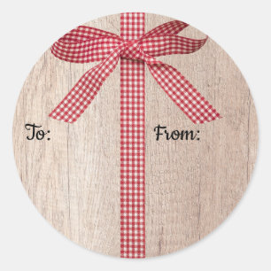 Ribbon Bow-julklapp - etikett för rött och vitt pa