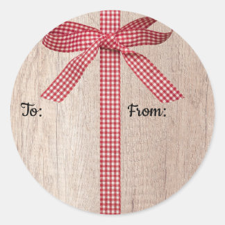 Ribbon Bow-julklapp - etikett för rött och vitt pa