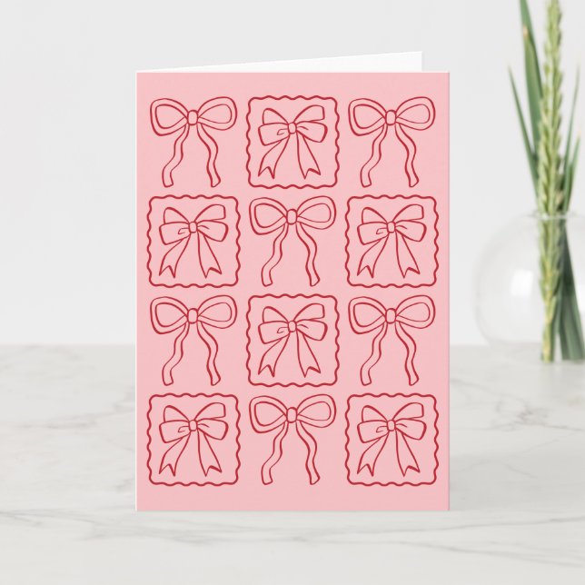 Ribbon Bow Rosa Red Stationery Kort (Framsida)