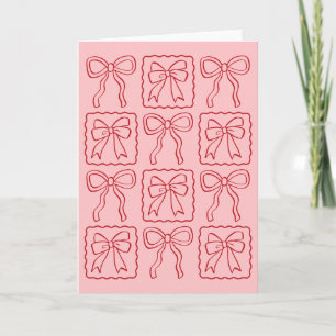 Ribbon Bow Rosa Red Stationery Kort