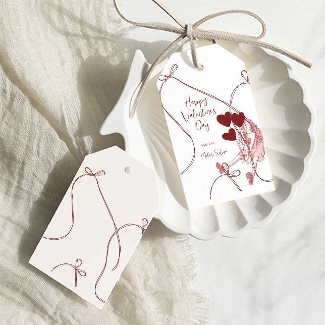 Ribbon Bows & Heart Balloons – Valentine’s Day Presentetikett (Skapare uppladdad)