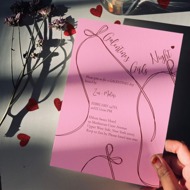 Ribbon Bows – Modern Galentine's girls night Inbjudningar (Skapare uppladdad)