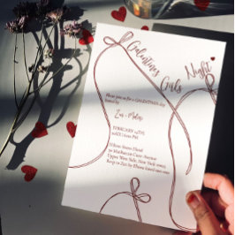 Ribbon Bows – Modern Galentine's girls night Inbjudningar