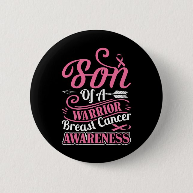Ribbon Breast Cancer Awareness Son of Warrior Boys Knapp (Framsida)