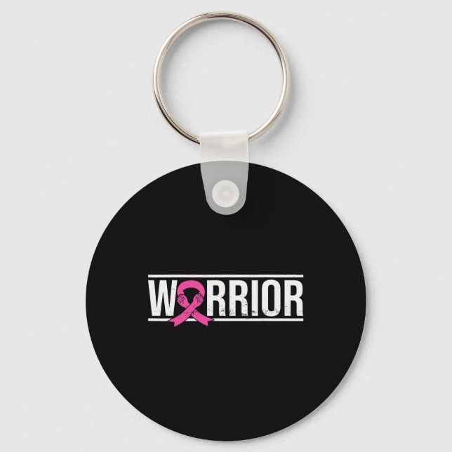Ribbon Breast Cancer Awareness Warrior Fighter Sur Nyckelring (Framsida)