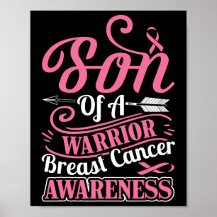 Ribbon Bröstcancer Medveten Son Av Warrior Pojkar Poster