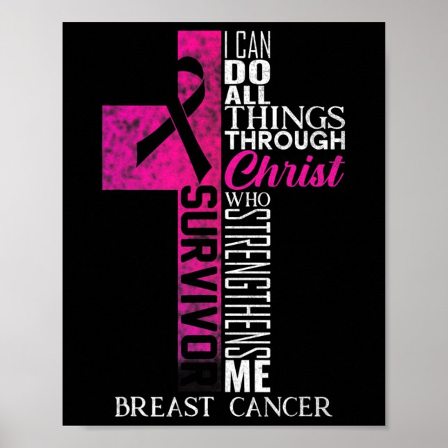 Ribbon Bröstcancer överlevande Christian Kor Poster (Framsidan)
