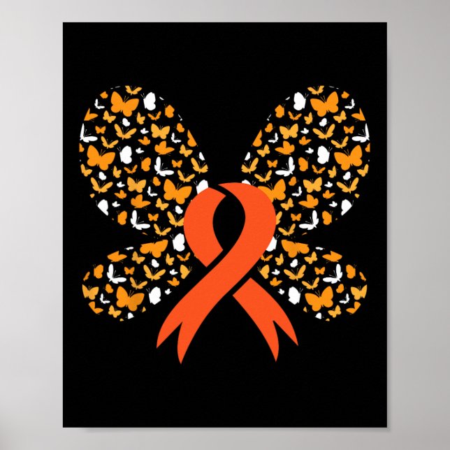 Ribbon Butterfly Leukemia Awareness Survivor Gift Poster (Framsidan)