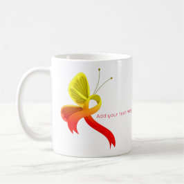 Ribbon Butterfly, röd och Gult Kaffemugg