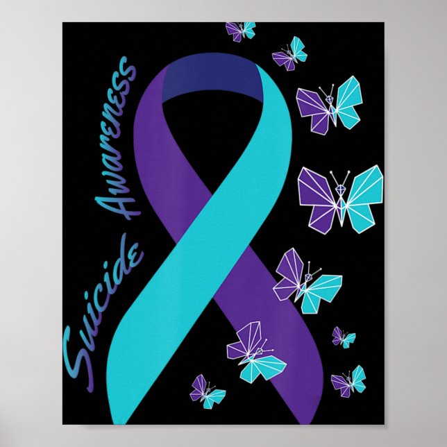 Ribbon Butterfly Suicide Awareness Mental Health Poster (Framsidan)