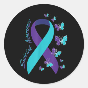 Ribbon Butterfly Suicide Awareness Mental Health Runt Klistermärke