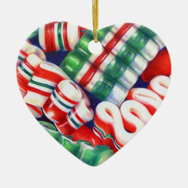 RIBBON CANDY Ceramic Heart Ornament (Framsidan)