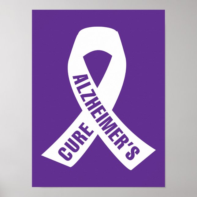 Ribbon Cure Alzheimers på Lila Poster (Framsidan)