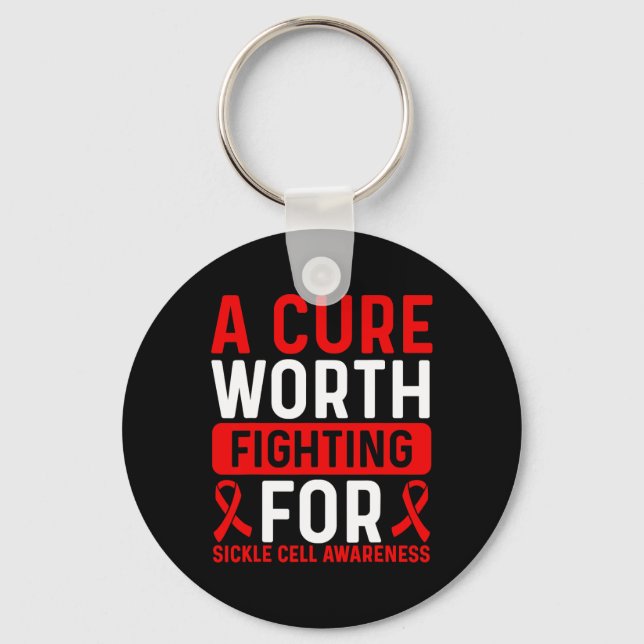 Ribbon Cure Warrior för sickle Cell Disease Awaren Nyckelring (Framsida)