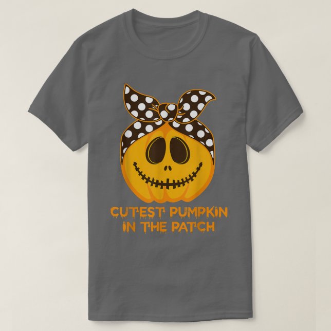 Ribbon Cutest Pumpkin In The Patch Costume Spooky  T Shirt (Design framsida)