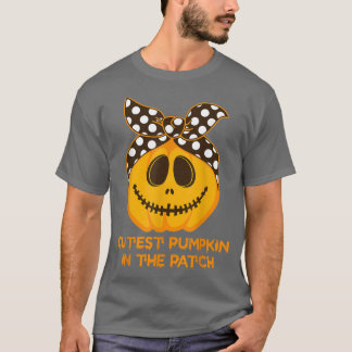 Ribbon Cutest Pumpkin In The Patch Costume Spooky  T Shirt