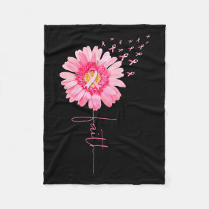 Ribbon Daisy Faith - Breast Cancer Awareness Month Fleecefilt