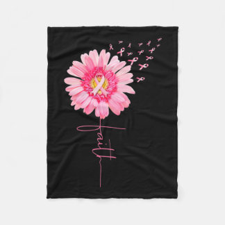 Ribbon Daisy Faith - Breast Cancer Awareness Month Fleecefilt
