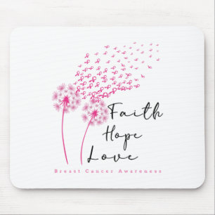 Ribbon Dandelion Faith Hope Kärlek Breast Cancer Musmatta