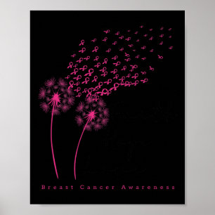 Ribbon Dandelion Faith Hope Kärlek Breast Cancer Poster