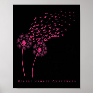 Ribbon Dandelion Faith Hope Kärlek Breast Cancer Poster