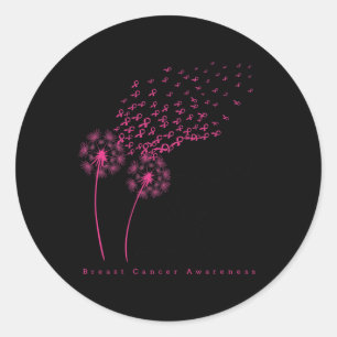 Ribbon Dandelion Faith Hope Kärlek Breast Cancer Runt Klistermärke