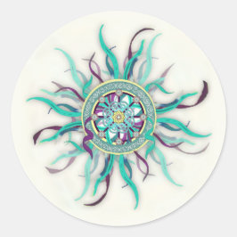 Ribbon Dharma Wheel Mandala Sticker Runt Klistermärke