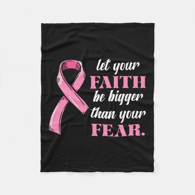 Ribbon Faith Breast Cancer Awareness Fear Warrior Fleecefilt (Framsidan)