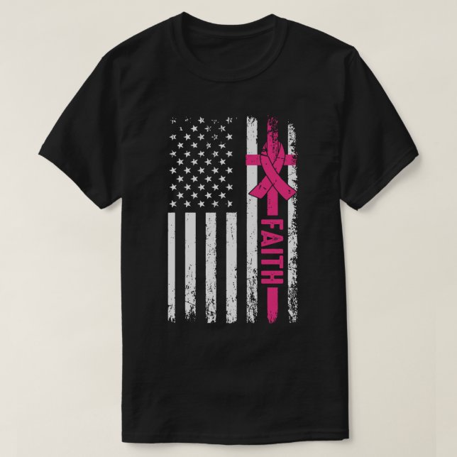 Ribbon Faith Breast Cancer Awareness  T Shirt (Design framsida)