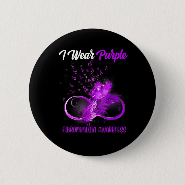Ribbon Feather Fibromyalgia Awareness Knapp (Framsida)