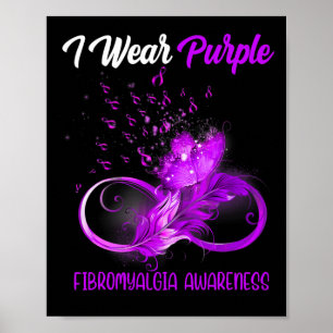 Ribbon Feather Fibromyalgia Awareness Poster