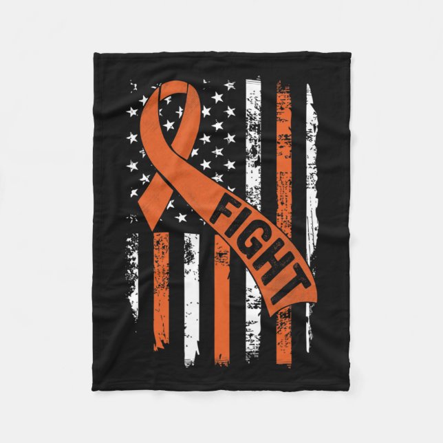 Ribbon Fight American Flagga Leukemia Awareness 1 Fleecefilt (Framsidan)