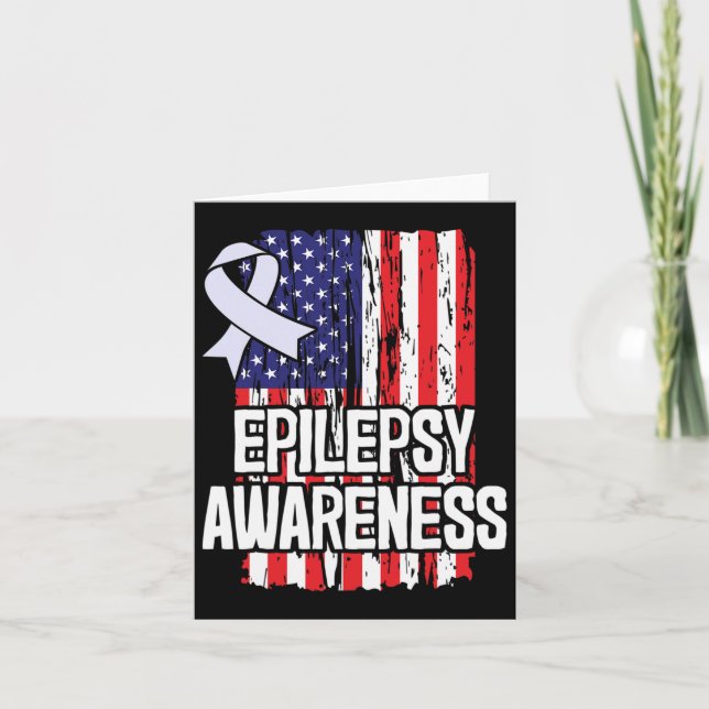 Ribbon för amerikanska Flagga Epilepsy Awareness Kort (Framsida)