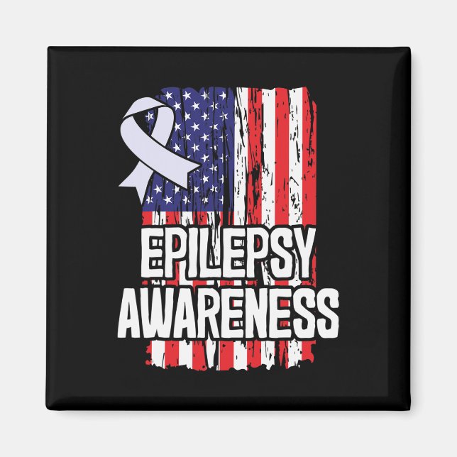 Ribbon för amerikanska Flagga Epilepsy Awareness Magnet (Framsidan)