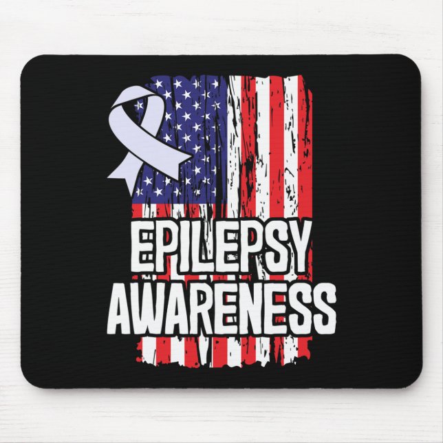 Ribbon för amerikanska Flagga Epilepsy Awareness Musmatta (Framsidan)