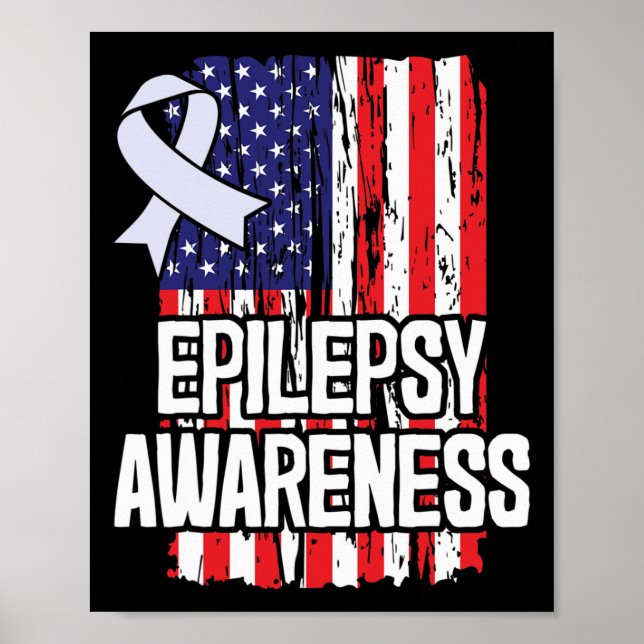Ribbon för amerikanska Flagga Epilepsy Awareness Poster (Framsidan)