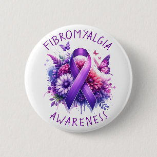 Ribbon för att öka medvetenheten om fibromyalgia knapp