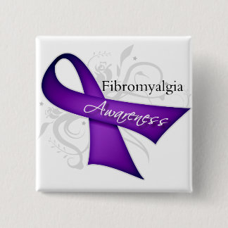 Ribbon för att öka medvetenheten om fibromyalgia knapp