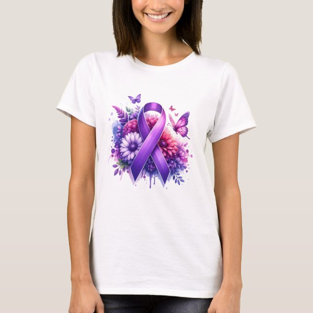 Ribbon för att öka medvetenheten om fibromyalgia t shirt (Framsida)
