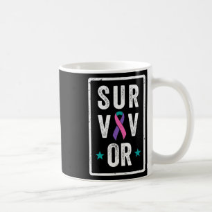Ribbon för cancermedvetandehöjande stöd kaffemugg