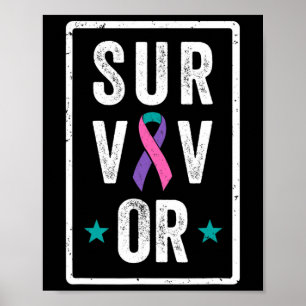 Ribbon för cancermedvetandehöjande stöd poster