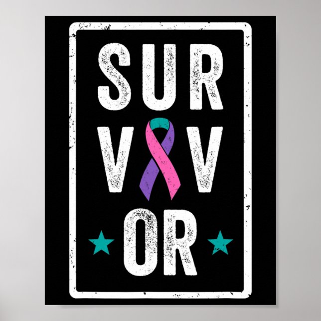 Ribbon för cancermedvetandehöjande stöd poster (Framsidan)