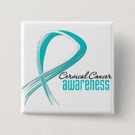 Ribbon för cervical Cancer Awareness Grunge Knapp
