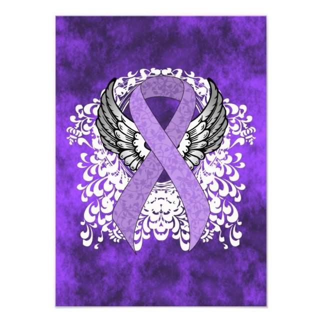 Ribbon för Lavender Awareness Ribbon med Vingar Fototryck (Framsidan)