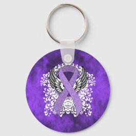 Ribbon för Lavender Awareness Ribbon med Vingar Nyckelring