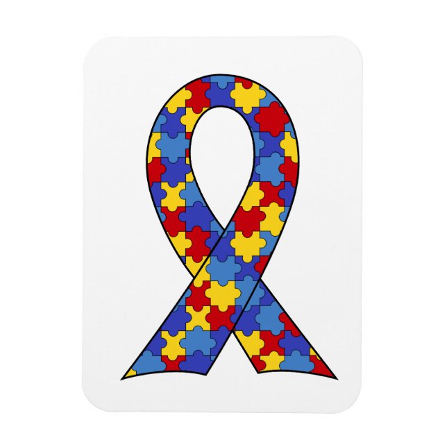 Ribbon för medvetenhet om autism magnet (Vertikal)