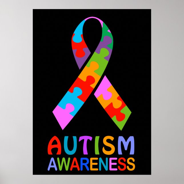 Ribbon för medvetenhet om autism poster (Framsidan)