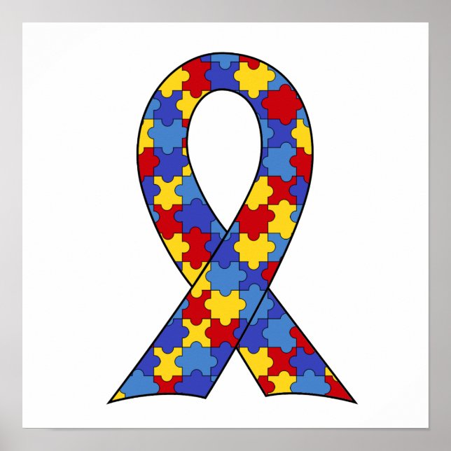 Ribbon för medvetenhet om autism poster (Framsidan)