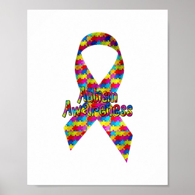 Ribbon för medvetenhet om autism poster (Framsidan)